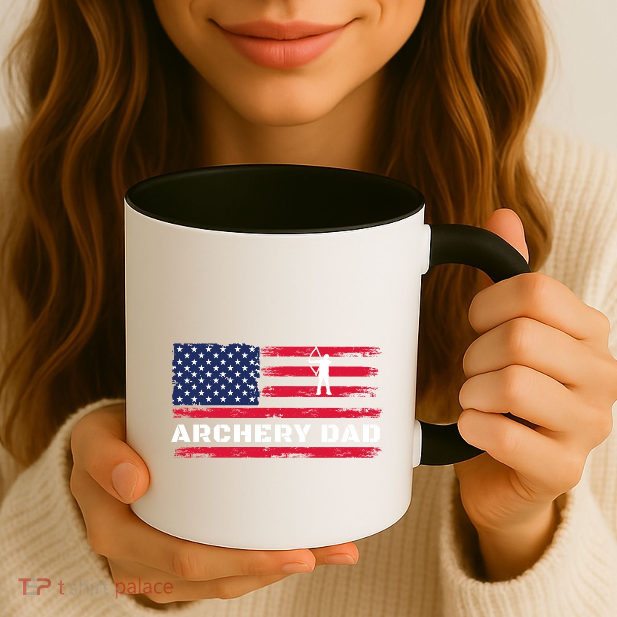 American Flag Archery Dad Father's Day Meaningful Gift Coffee Mug