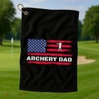 American Flag Archery Dad Father's Day Meaningful Gift Golf Towel thumb 1