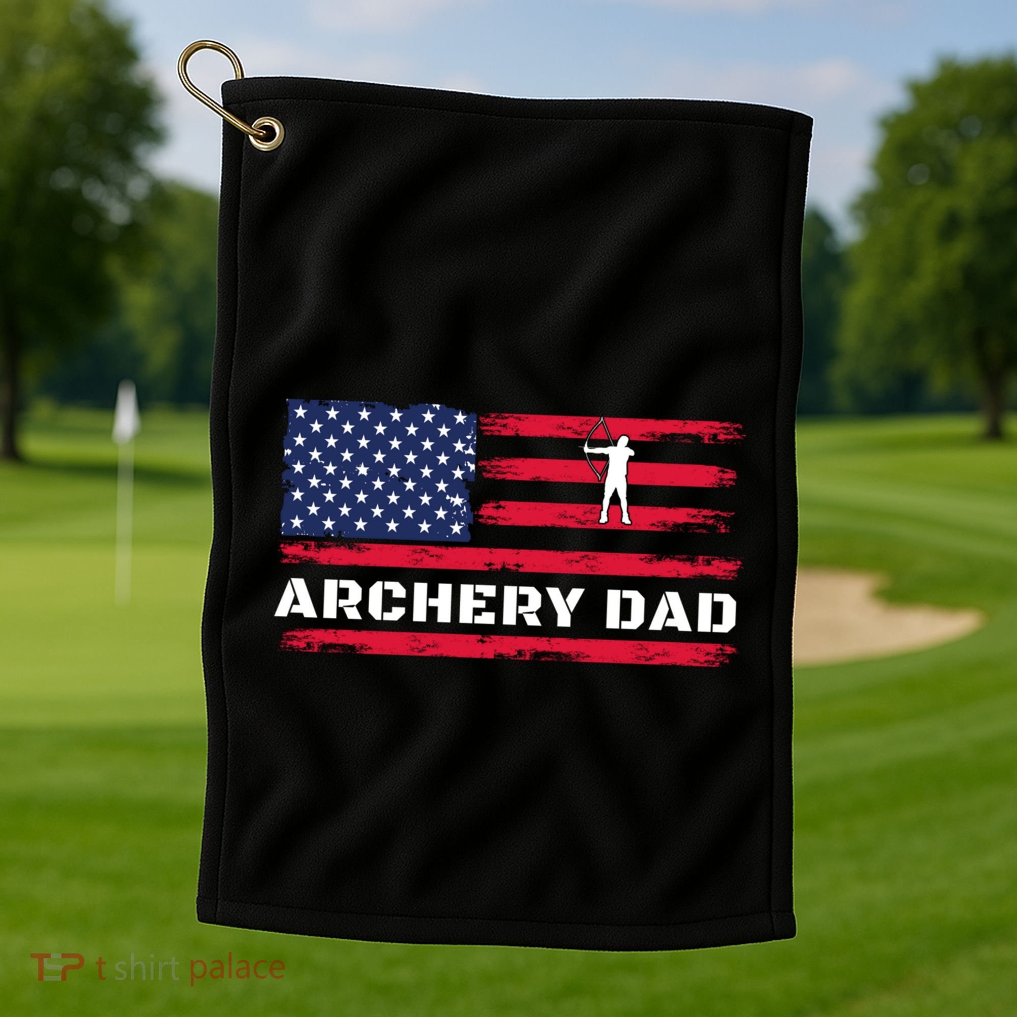 American Flag Archery Dad Father's Day Meaningful Gift Golf Towel