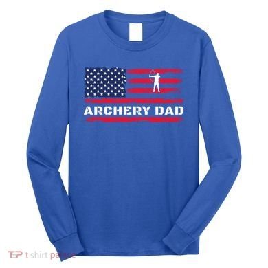American Flag Archery Dad Father's Day Meaningful Gift Long Sleeve Shirt