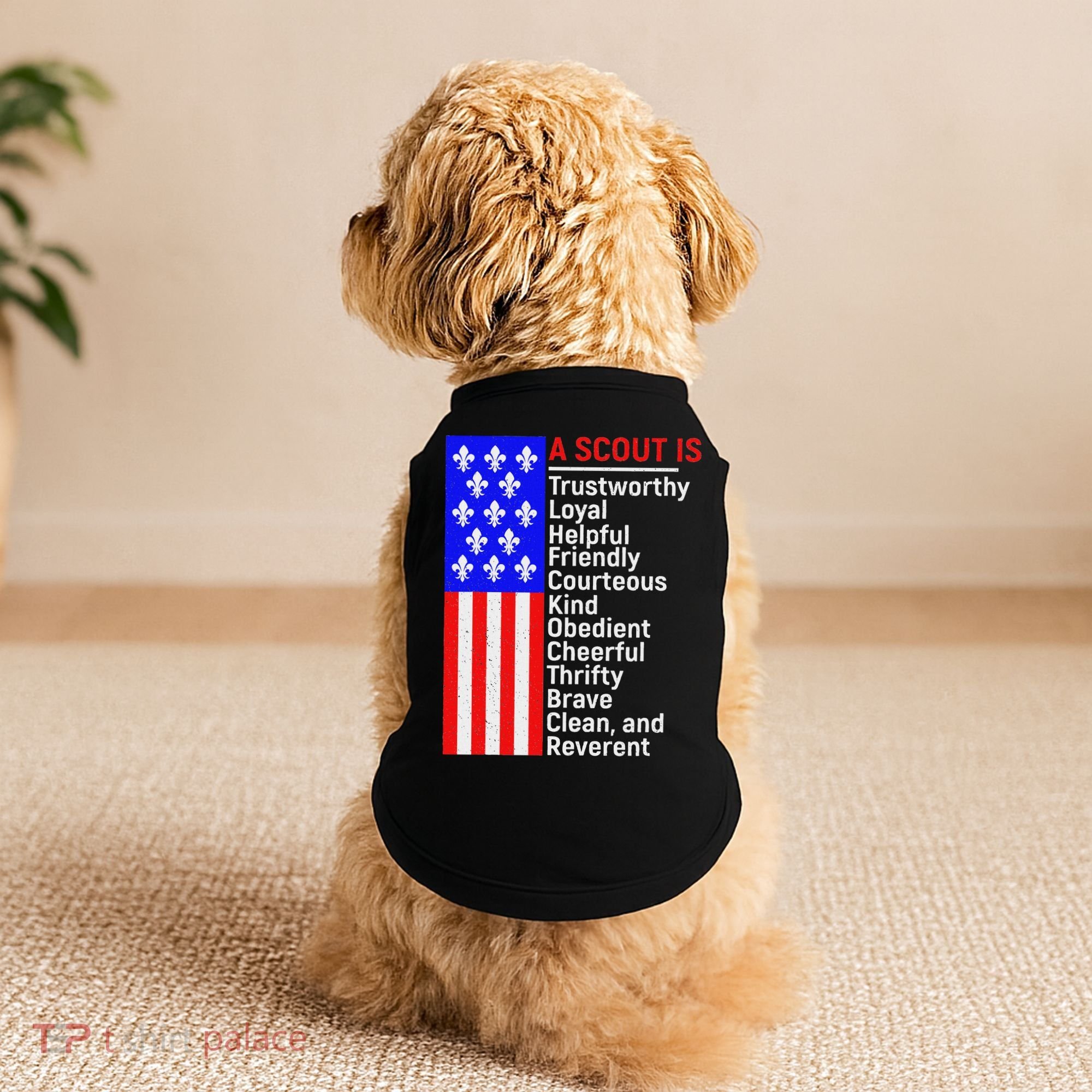 American Flag A Scout Is Trustworthy Friendly Courteous Doggie Tank