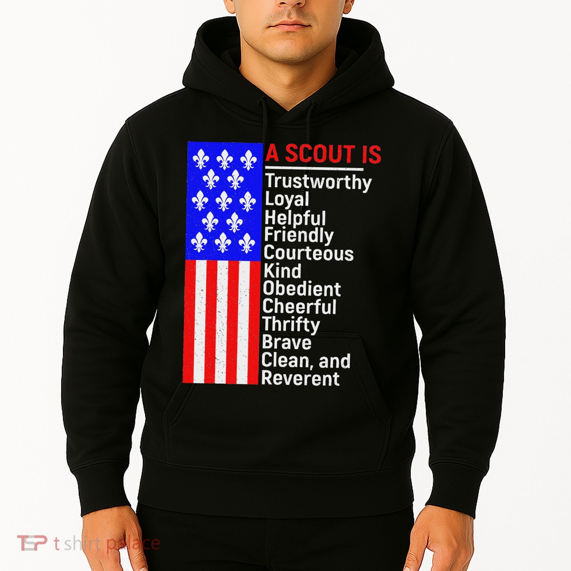 American Flag A Scout Is Trustworthy Friendly Courteous Hoodie