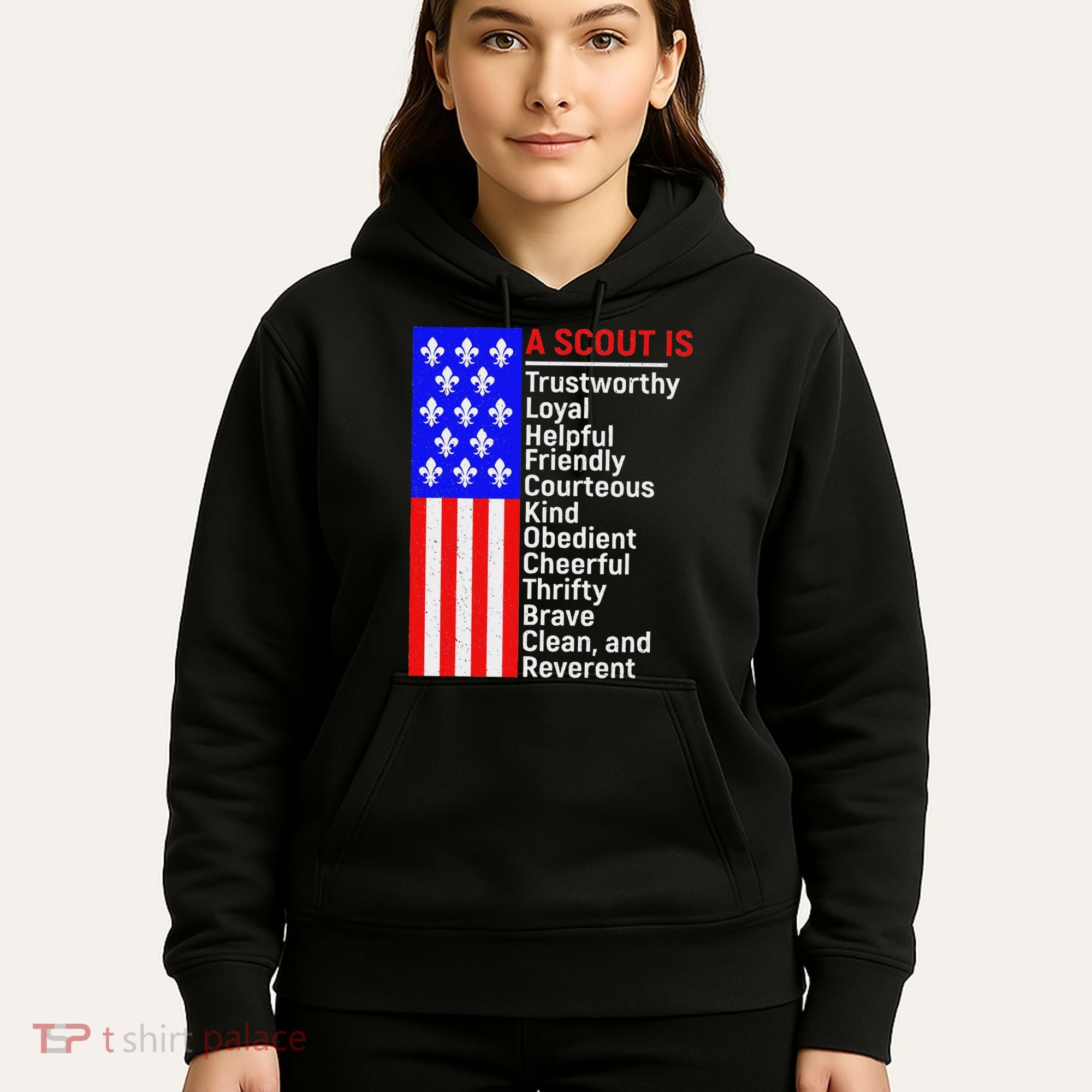 American Flag A Scout Is Trustworthy Friendly Courteous Hoodie