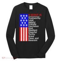 American Flag A Scout Is Trustworthy Friendly Courteous Long Sleeve Shirt thumb 0