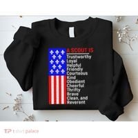 American Flag A Scout Is Trustworthy Friendly Courteous Sweatshirt thumb 2