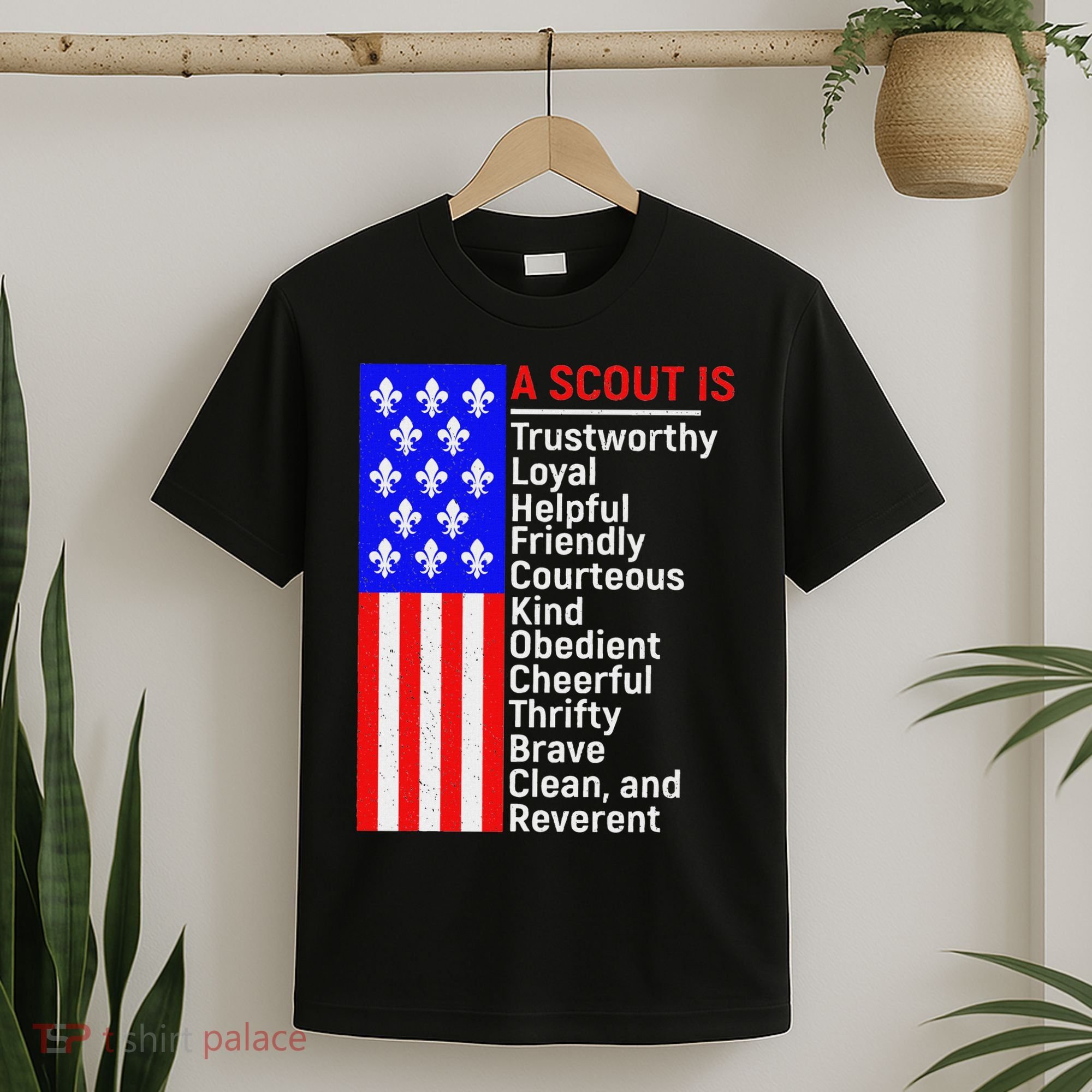 American Flag A Scout Is Trustworthy Friendly Courteous T-Shirt