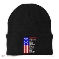 American Flag A Scout Is Trustworthy Friendly Courteous Beanie thumb 0
