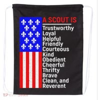 American Flag A Scout Is Trustworthy Friendly Courteous Drawstring Bag thumb 0