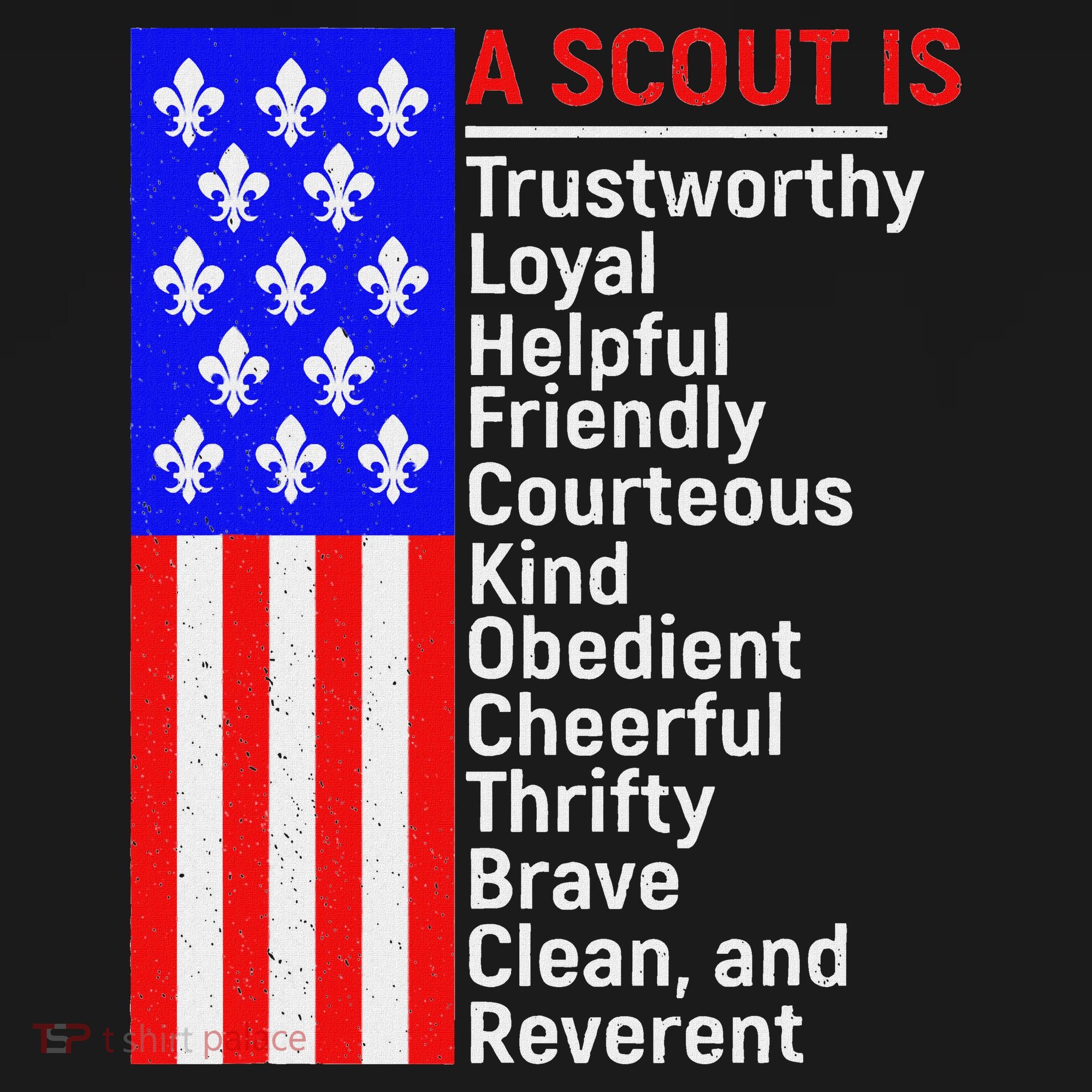 American Flag A Scout Is Trustworthy Friendly Courteous Drawstring Bag