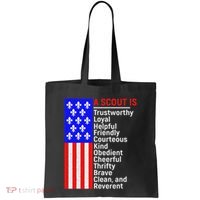 American Flag A Scout Is Trustworthy Friendly Courteous Tote Bag thumb 0