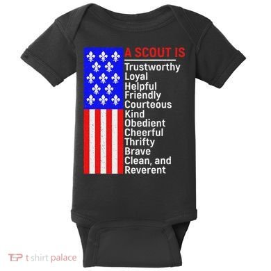 American Flag A Scout Is Trustworthy Friendly Courteous Baby Bodysuit