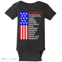 American Flag A Scout Is Trustworthy Friendly Courteous Baby Bodysuit thumb 0