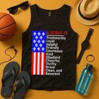 American Flag A Scout Is Trustworthy Friendly Courteous Tank Top thumb 4