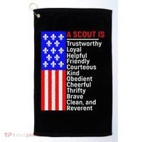 American Flag A Scout Is Trustworthy Friendly Courteous Golf Towel thumb 0