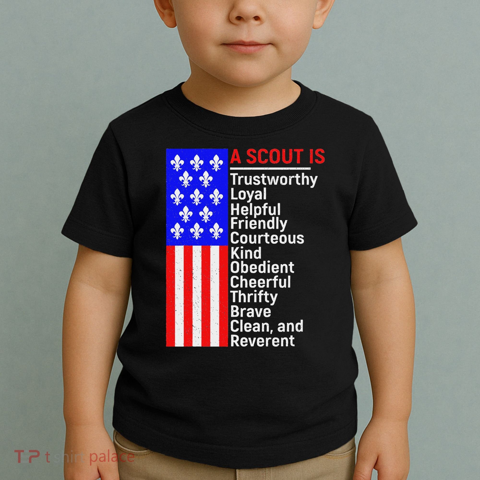 American Flag A Scout Is Trustworthy Friendly Courteous Toddler T-Shirt