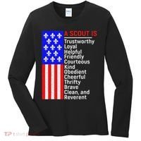 American Flag A Scout Is Trustworthy Friendly Courteous Women's Long Sleeve Shirt thumb 0