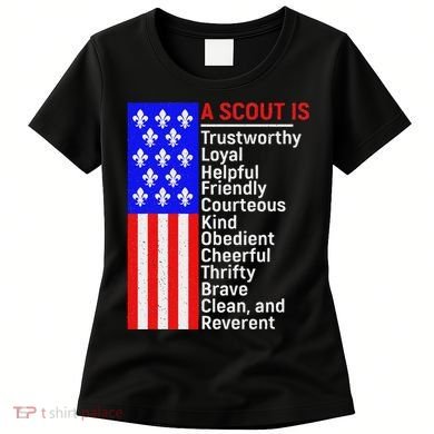 American Flag A Scout Is Trustworthy Friendly Courteous Women's T-Shirt