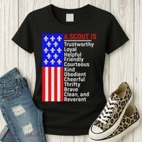 American Flag A Scout Is Trustworthy Friendly Courteous Women's T-Shirt thumb 3