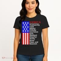 American Flag A Scout Is Trustworthy Friendly Courteous Women's T-Shirt thumb 4