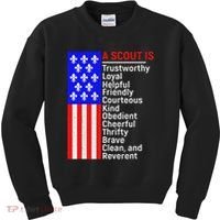 American Flag A Scout Is Trustworthy Friendly Courteous Kids Sweatshirt thumb 0
