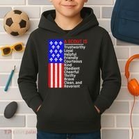American Flag A Scout Is Trustworthy Friendly Courteous Kids Hoodie thumb 2