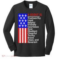 American Flag A Scout Is Trustworthy Friendly Courteous Kids Long Sleeve Shirt thumb 0