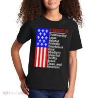 American Flag A Scout Is Trustworthy Friendly Courteous Kids T-Shirt thumb 2