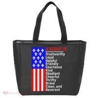 American Flag A Scout Is Trustworthy Friendly Courteous Tote Bag thumb 0
