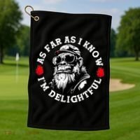 As Far As I Know I'M Delightful Monkey Saying Quote Golf Towel thumb 1
