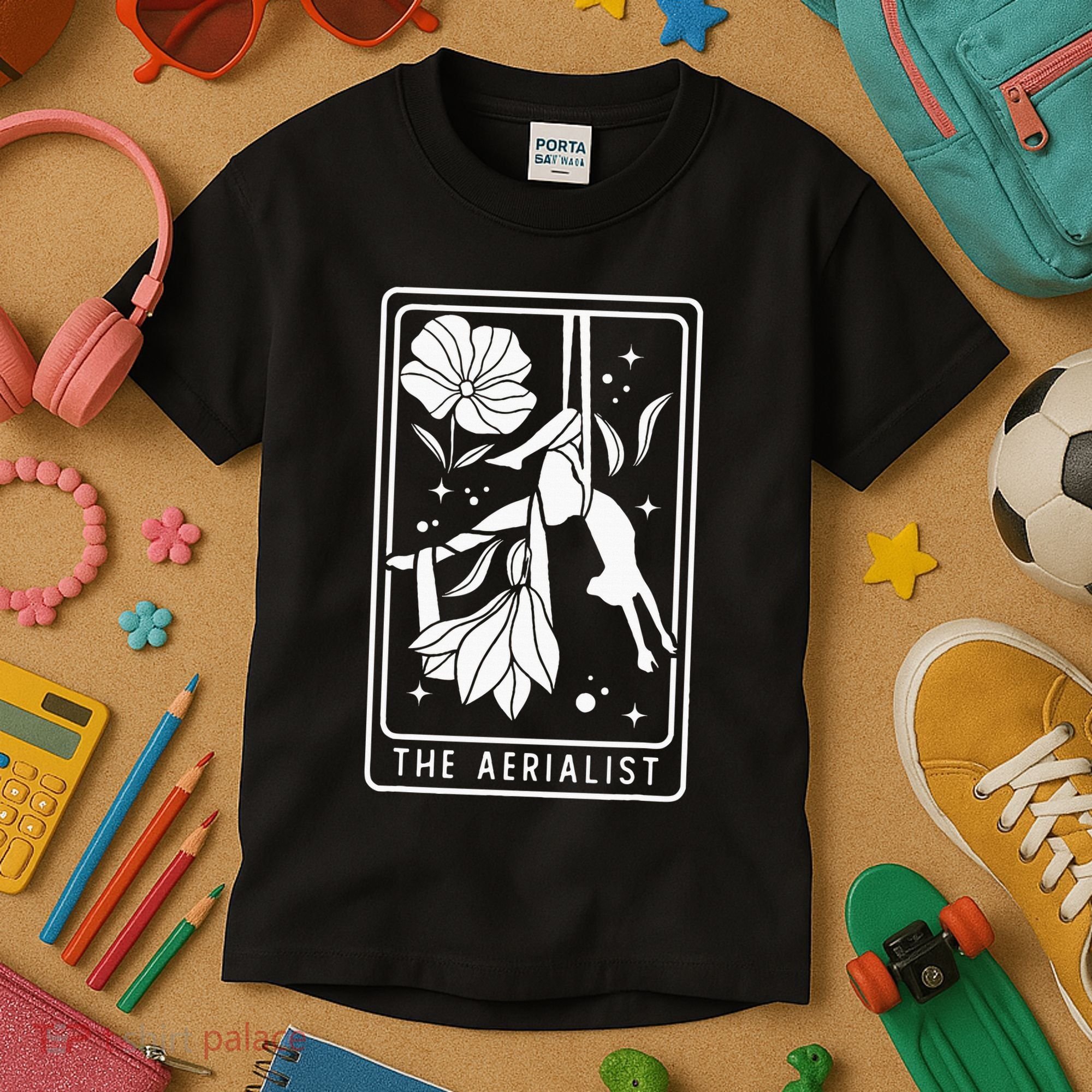 Aerialist Floral Acrobatics Dancer Aerial Silk Circus Sports Kids T-Shirt