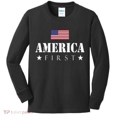 America First Americafirst Kids Long Sleeve Shirt