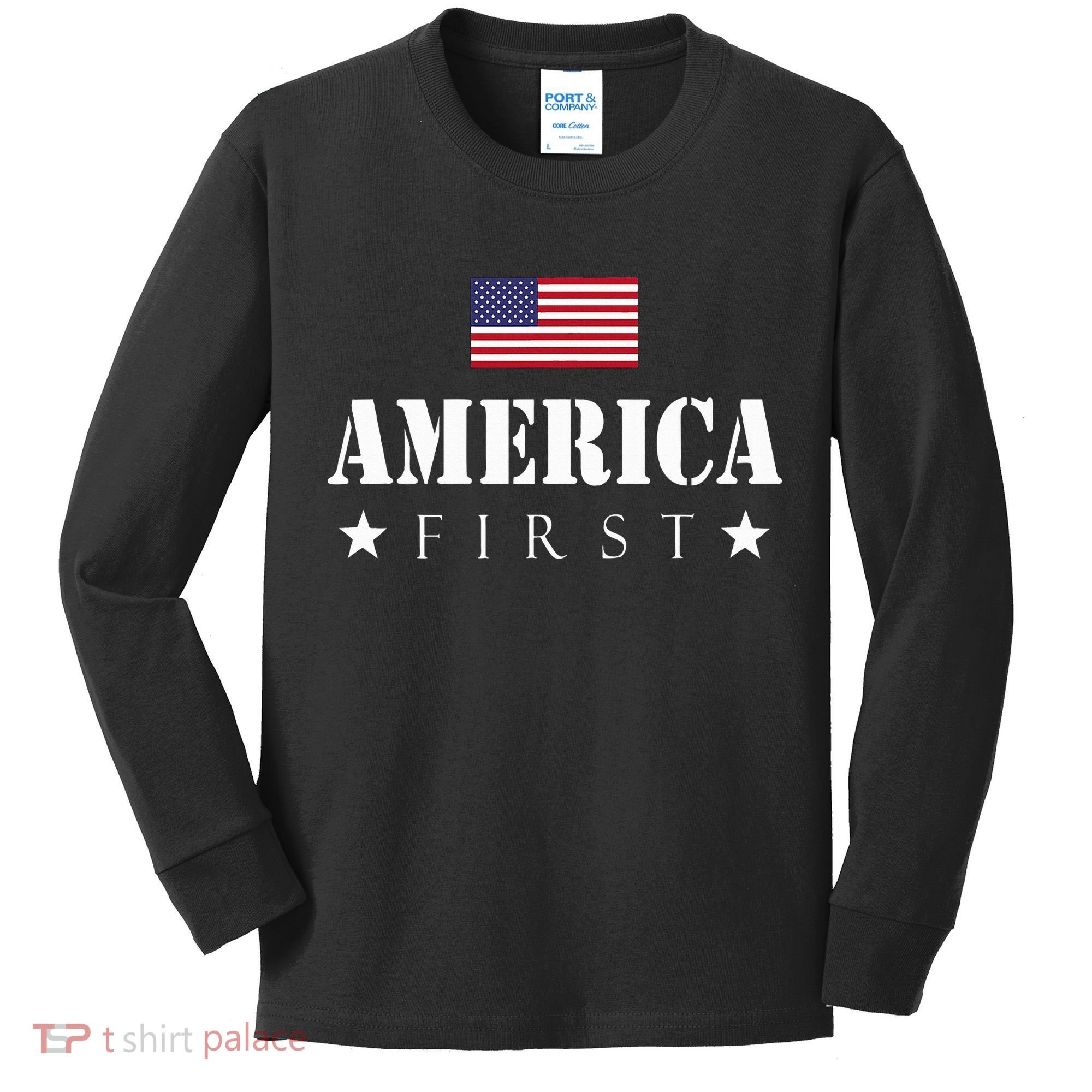 America First Americafirst Kids Long Sleeve Shirt