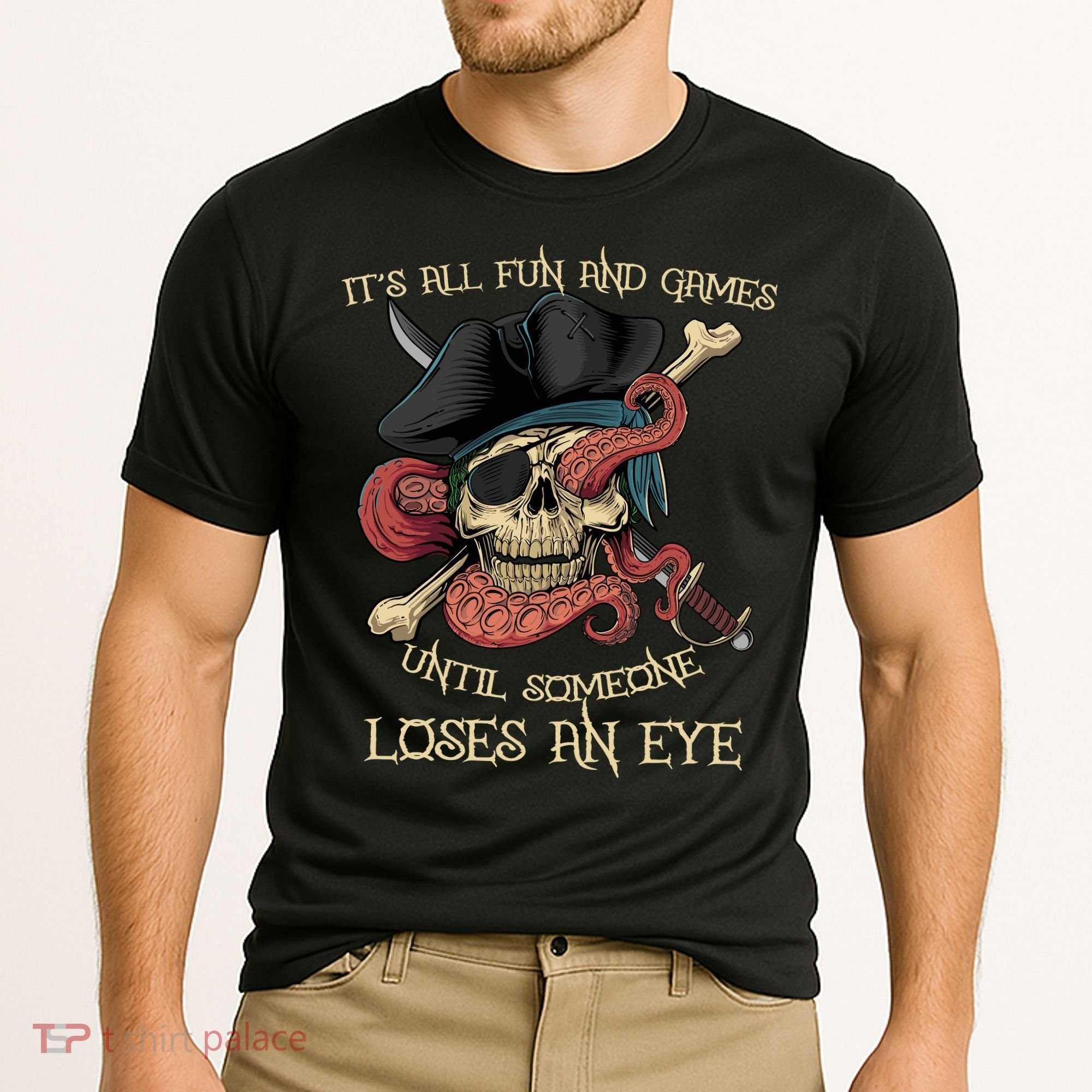 All Fun And Games Until Someone Loses An Eye Funny Pirate Cooling Performance Crew T-Shirt