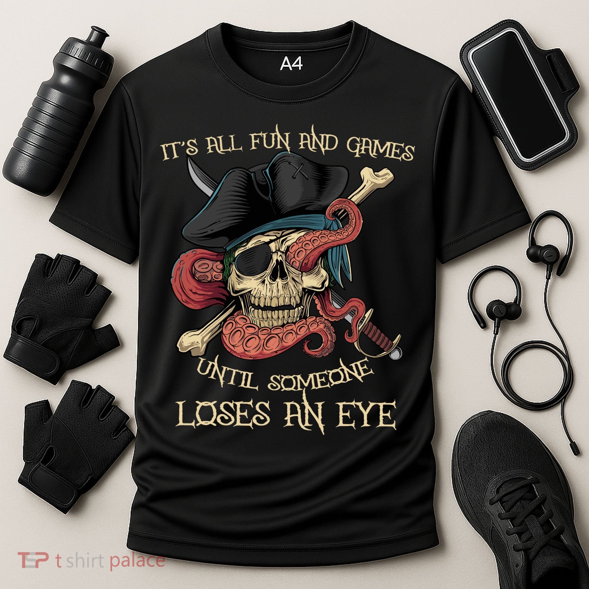 All Fun And Games Until Someone Loses An Eye Funny Pirate Cooling Performance Crew T-Shirt