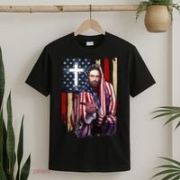 American Flag And Jesus Happy Independence Day 4th Of July T-Shirt thumb 2