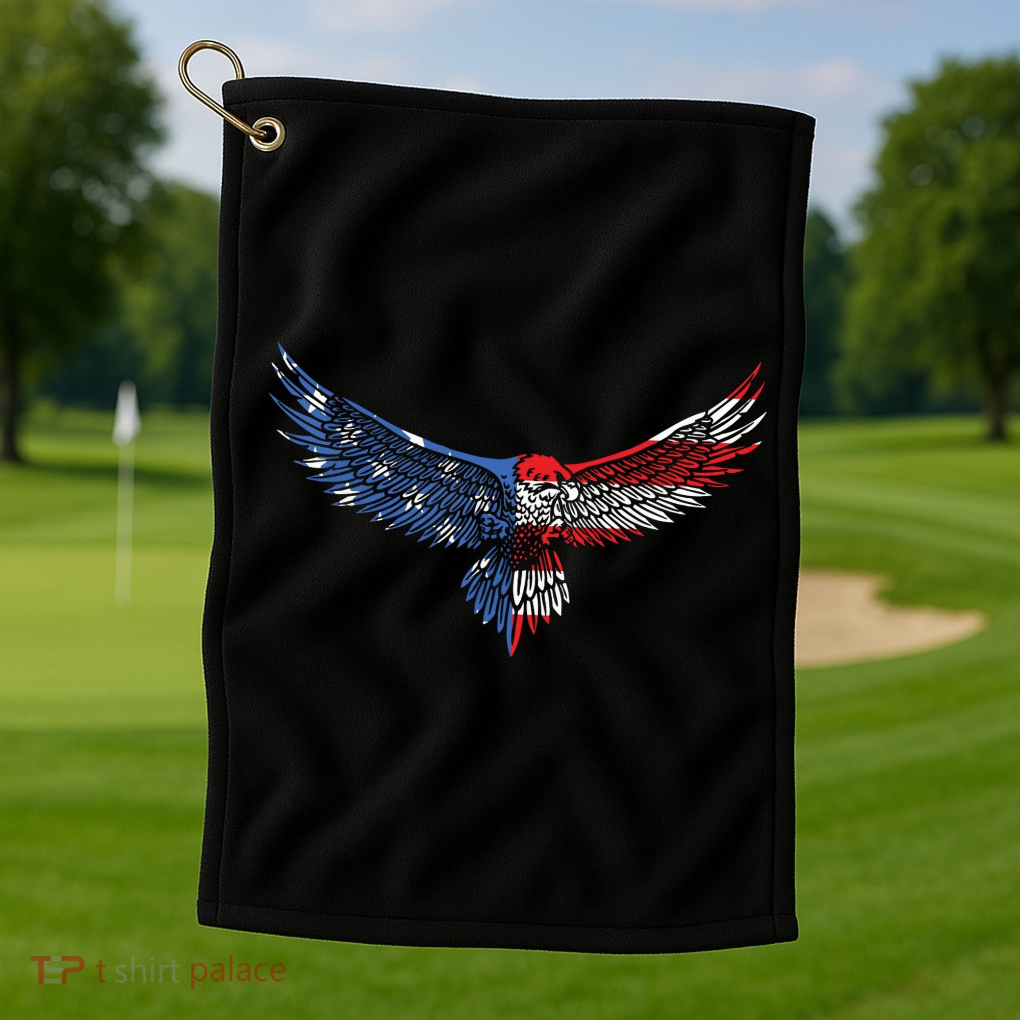American Flag An Eagle Mullet Patriotic For Dad Husband Golf Towel