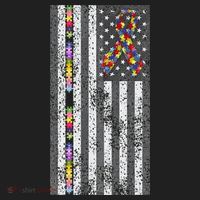 American Flag Autism Awareness Puzzle Piece & Ribbon Women's Sweatshirt thumb 2
