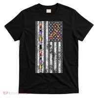 American Flag Autism Awareness Puzzle Piece & Ribbon T-Shirt thumb 0