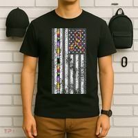American Flag Autism Awareness Puzzle Piece & Ribbon T-Shirt thumb 6
