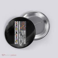 American Flag Autism Awareness Puzzle Piece & Ribbon Button thumb 0