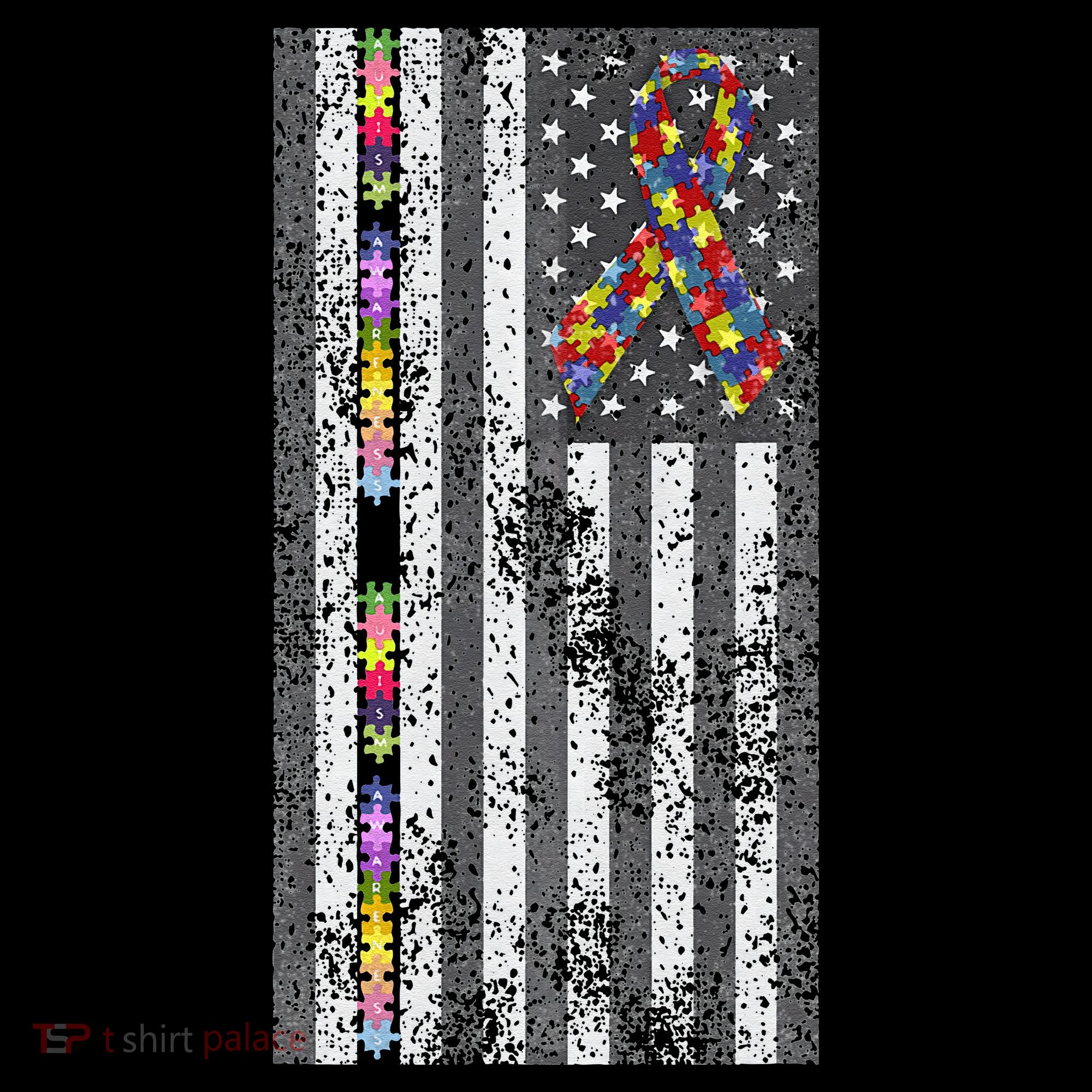 American Flag Autism Awareness Puzzle Piece & Ribbon Coffee Mug
