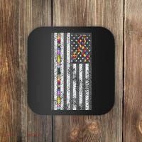 American Flag Autism Awareness Puzzle Piece & Ribbon Coaster thumb 0