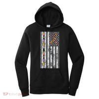 American Flag Autism Awareness Puzzle Piece & Ribbon Women's Hoodie thumb 0