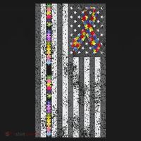 American Flag Autism Awareness Puzzle Piece & Ribbon Women's Hoodie thumb 2