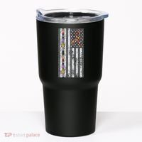 American Flag Autism Awareness Puzzle Piece & Ribbon Tumbler thumb 0