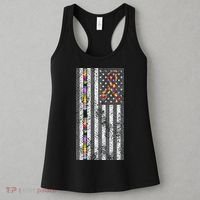 American Flag Autism Awareness Puzzle Piece & Ribbon Women's Tank Top thumb 3