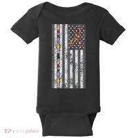 American Flag Autism Awareness Puzzle Piece & Ribbon Baby Bodysuit thumb 0