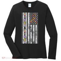 American Flag Autism Awareness Puzzle Piece & Ribbon Women's Long Sleeve Shirt thumb 0