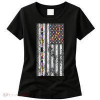 American Flag Autism Awareness Puzzle Piece & Ribbon Women's T-Shirt thumb 0