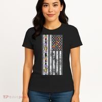 American Flag Autism Awareness Puzzle Piece & Ribbon Women's T-Shirt thumb 4